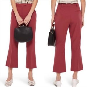 Topshop Crop Slim Kick Flare Pants (salmon/red)